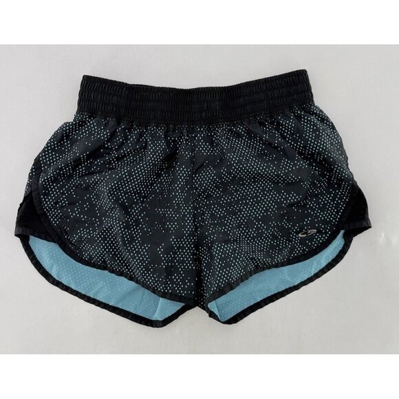 Champion Black Blue Polka Dot Lined Athletic Shorts lDuodry Running Workout Sz S - Picture 1 of 9